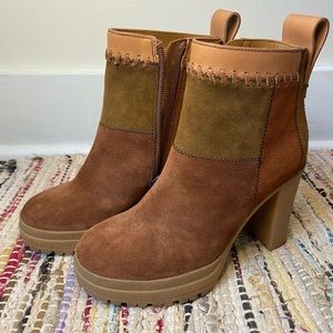 SeeByChloe Brown Leather a patchwork Booties